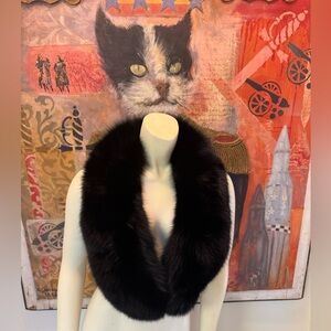 Adrienne Landau luxurious Black fox fur accent collar for sweater/jacket